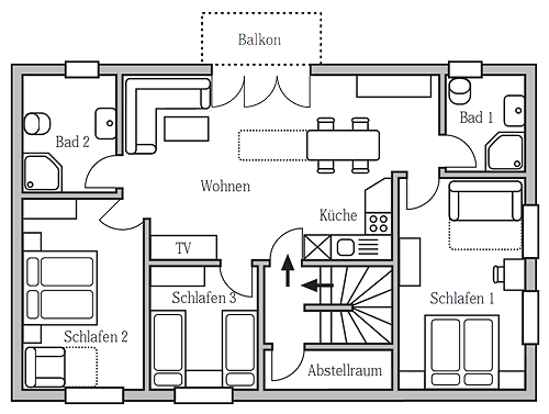 Grundriss Haus oben
